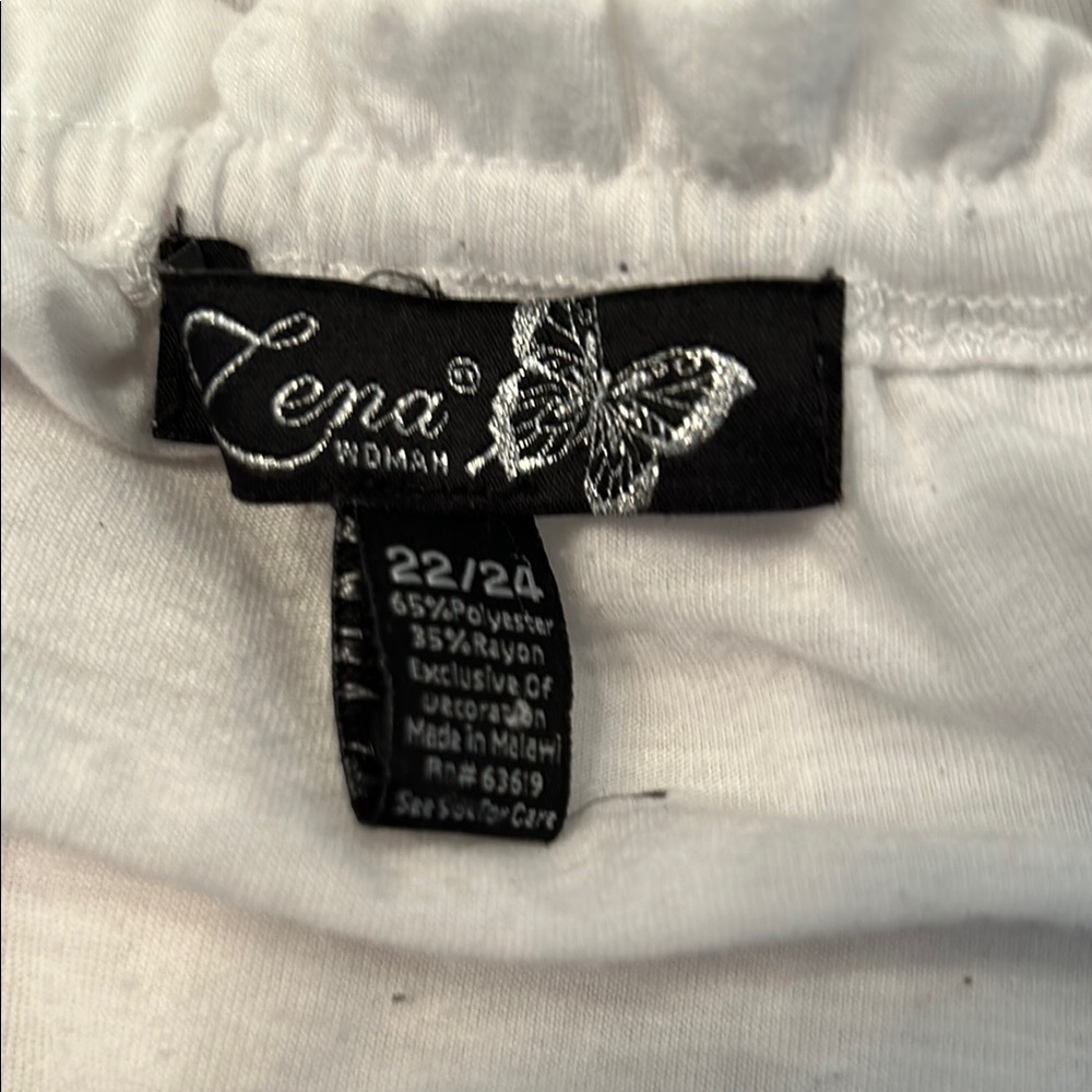 Lena White Ruffled Short Sleeve Blouse with Black Embroidery - Picture 6 of 6